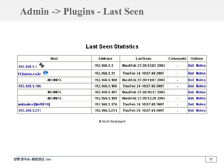 Admin -> Plugins - Last Seen 인젠 연구소: 완전변신 2006 77 