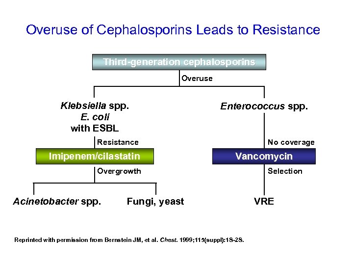Overuse of Cephalosporins Leads to Resistance Third-generation cephalosporins Overuse Klebsiella spp. E. coli with