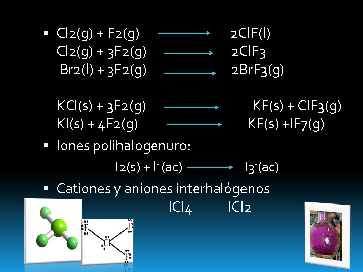  Cl 2(g) + F 2(g) 2 Cl. F(l) Cl 2(g) + 3 F