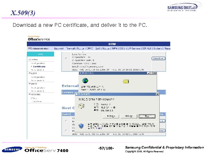 X. 509(3) Download a new PC certificate, and deliver it to the PC. 7400