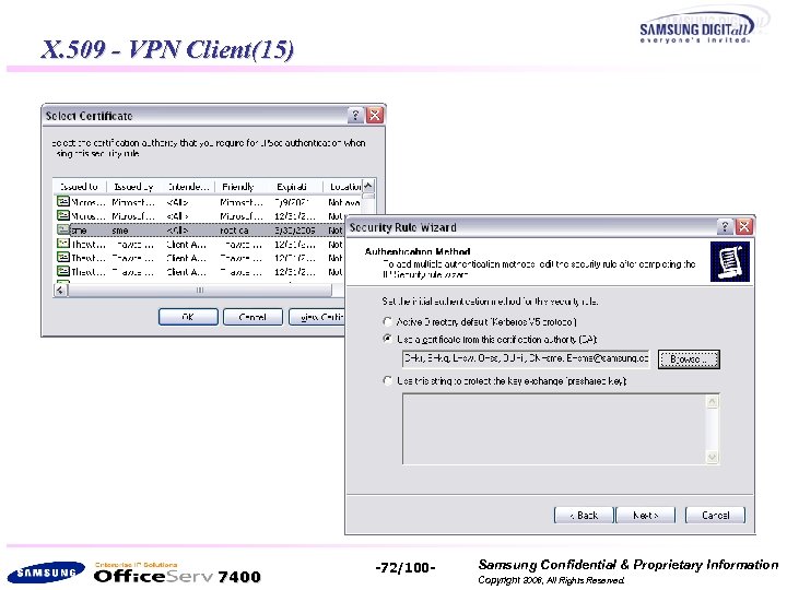 X. 509 - VPN Client(15) 7400 -72/100 - Samsung Confidential & Proprietary Information Copyright