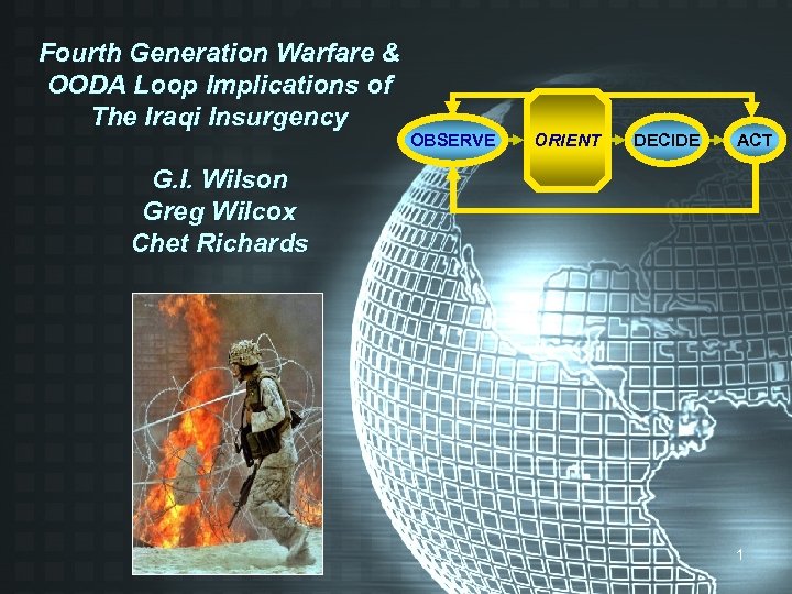 Fourth Generation Warfare & OODA Loop Implications of The Iraqi Insurgency OBSERVE ORIENT DECIDE