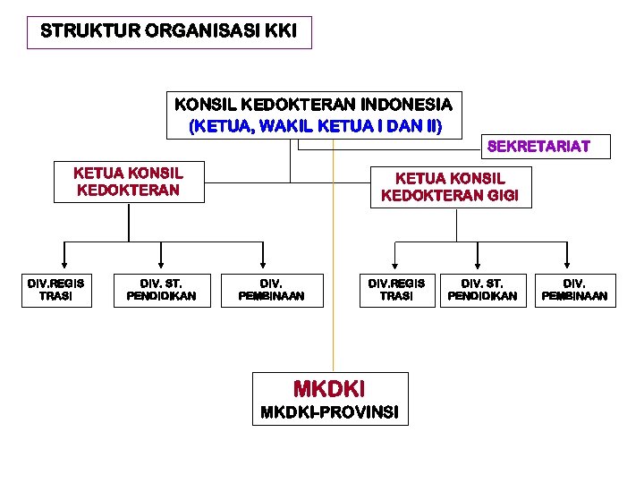 STRUKTUR ORGANISASI KKI KONSIL KEDOKTERAN INDONESIA (KETUA, WAKIL KETUA I DAN II) SEKRETARIAT KETUA