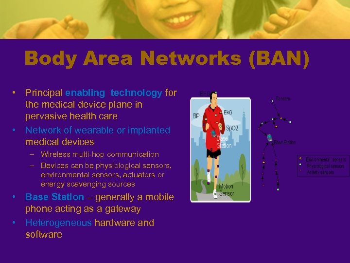 Body Area Networks (BAN) • Principal enabling technology for the medical device plane in