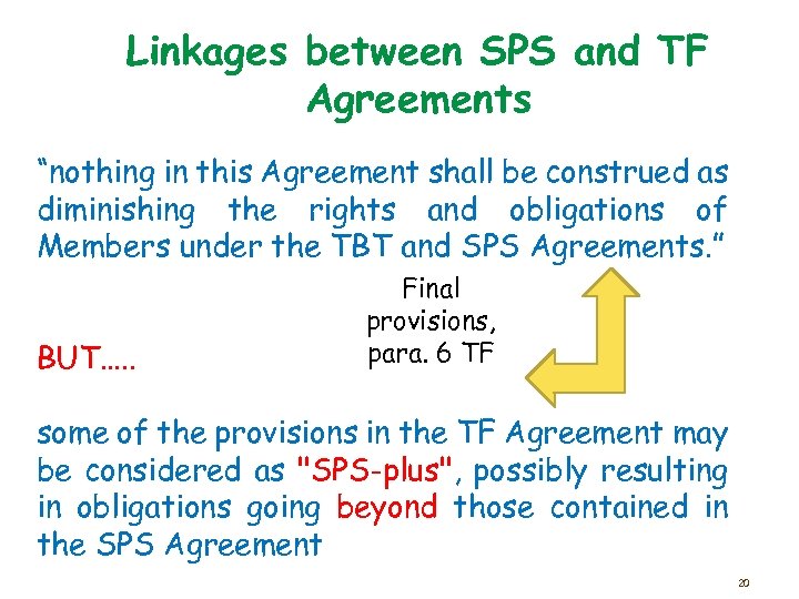 Linkages between SPS and TF Agreements “nothing in this Agreement shall be construed as