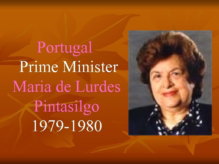 Portugal Prime Minister Maria de Lurdes Pintasilgo 1979 -1980 