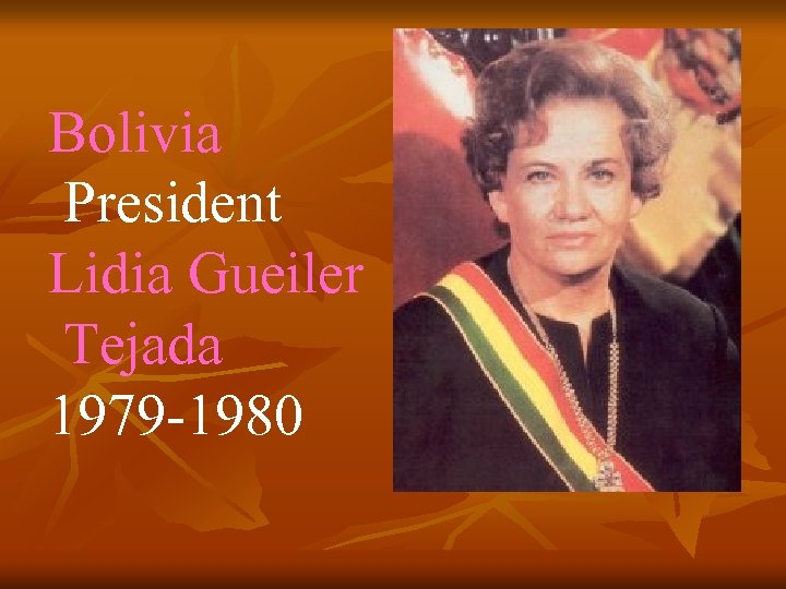Bolivia President Lidia Gueiler Tejada 1979 -1980 