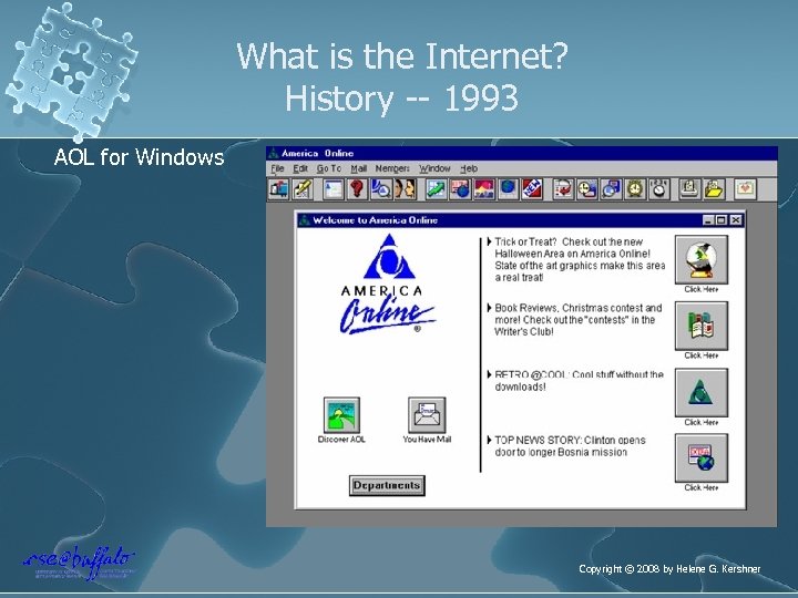 What is the Internet? History -- 1993 AOL for Windows Copyright © 2008 by