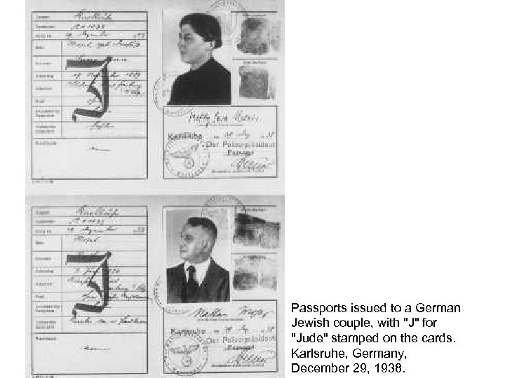 Passports issued to a German Jewish couple, with 