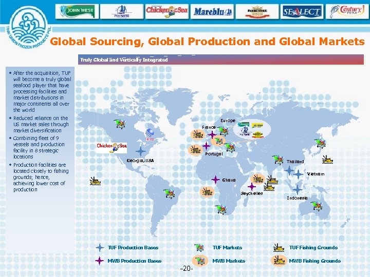 Global Sourcing, Global Production and Global Markets Truly Global and Vertically Integrated • After
