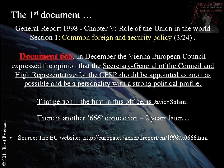 The 1 st document … General Report 1998 - Chapter V: Role of the