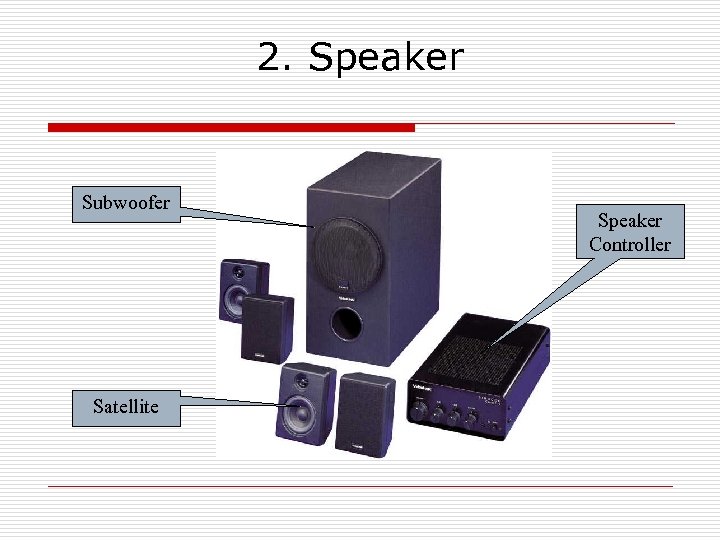 2. Speaker Subwoofer Satellite Speaker Controller 