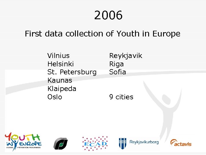2006 First data collection of Youth in Europe Vilnius Helsinki St. Petersburg Kaunas Klaipeda