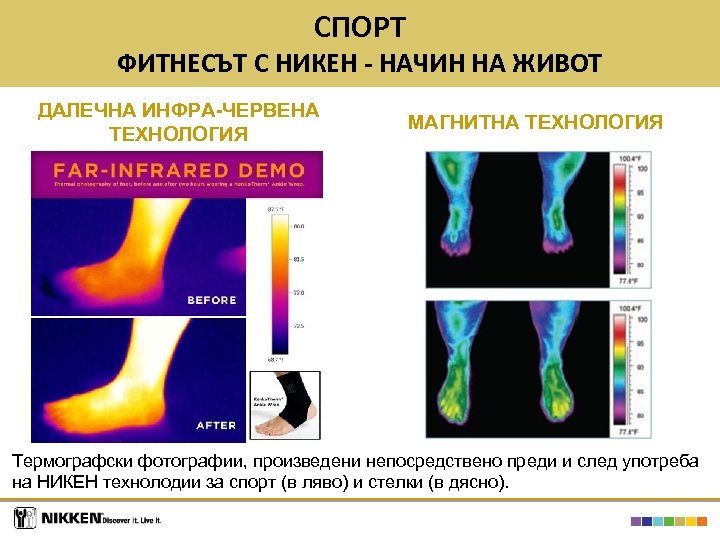 СПОРТ ФИТНЕСЪТ С НИКЕН - НАЧИН НА ЖИВОТ ДАЛЕЧНА ИНФРА-ЧЕРВЕНА ТЕХНОЛОГИЯ МАГНИТНА ТЕХНОЛОГИЯ Термографски