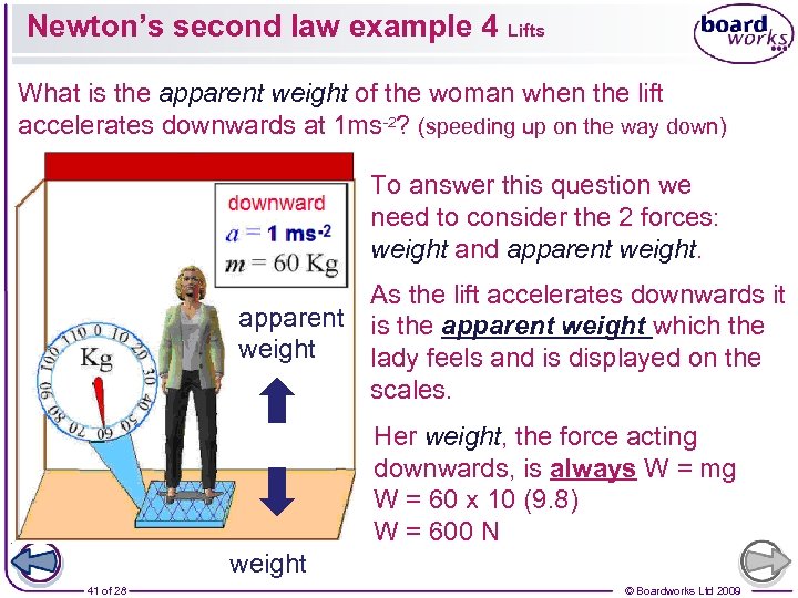Newton’s second law example 4 Lifts What is the apparent weight of the woman