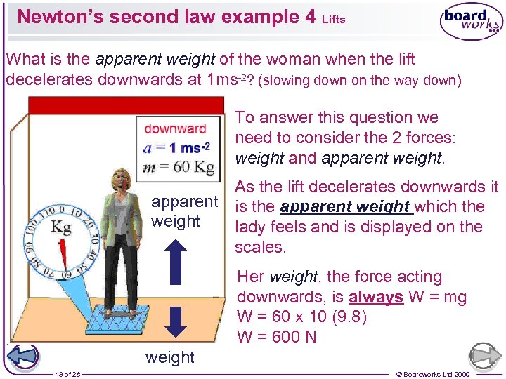Newton’s second law example 4 Lifts What is the apparent weight of the woman