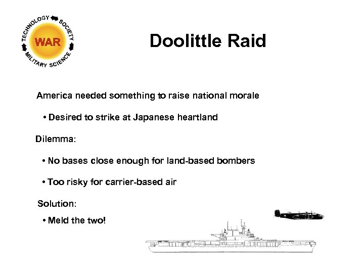 Doolittle Raid America needed something to raise national morale • Desired to strike at