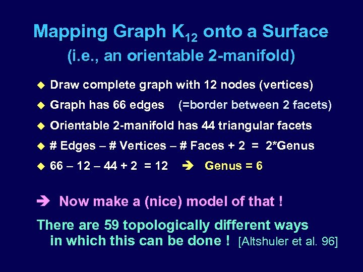 Mapping Graph K 12 onto a Surface (i. e. , an orientable 2 -manifold)