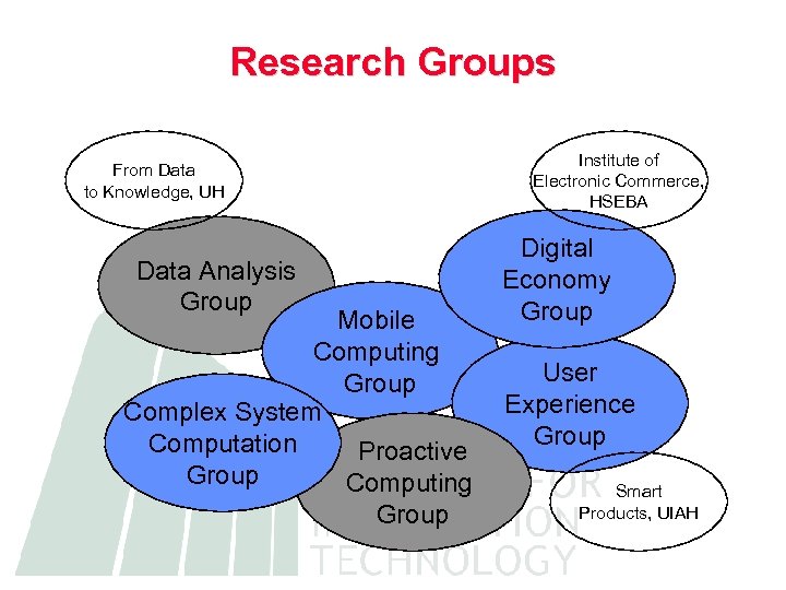 Research Groups From Data to Knowledge, UH Data Analysis Group Mobile Computing Group Complex
