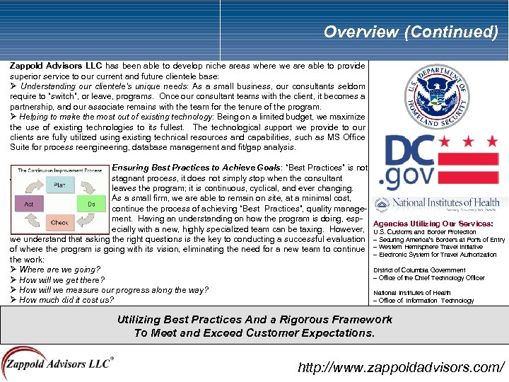 Overview (Continued) Zappold Advisors LLC has been able to develop niche areas where we