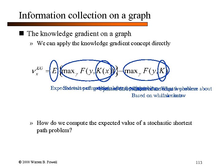 Information collection on a graph n The knowledge gradient on a graph » We