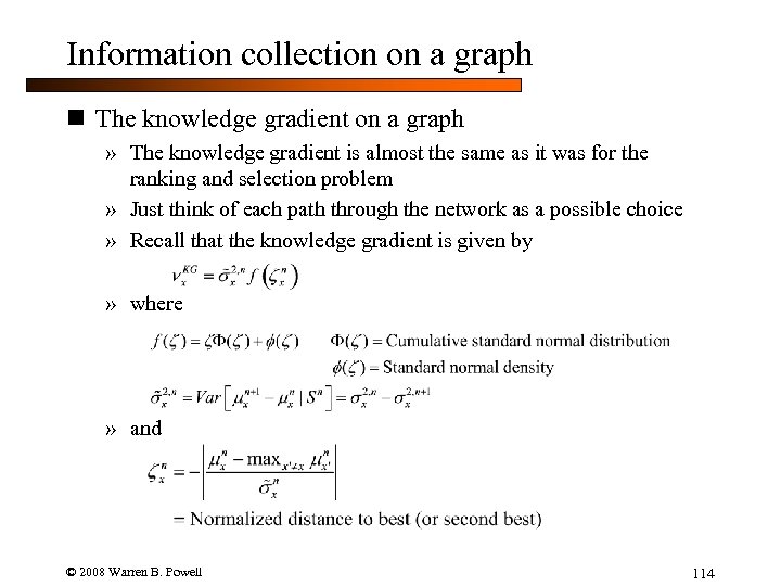 Information collection on a graph n The knowledge gradient on a graph » The