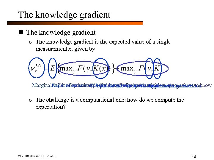 The knowledge gradient n The knowledge gradient » The knowledge gradient is the expected