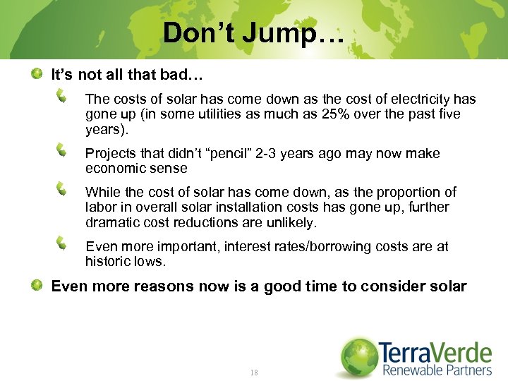Don’t Jump… It’s not all that bad… The costs of solar has come down