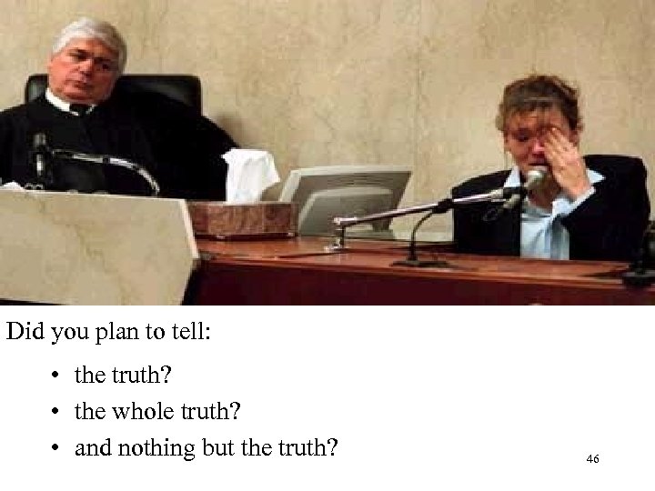Did you plan to tell: • the truth? • the whole truth? • and