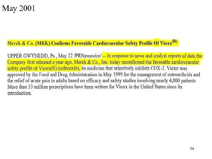 May 2001 54 