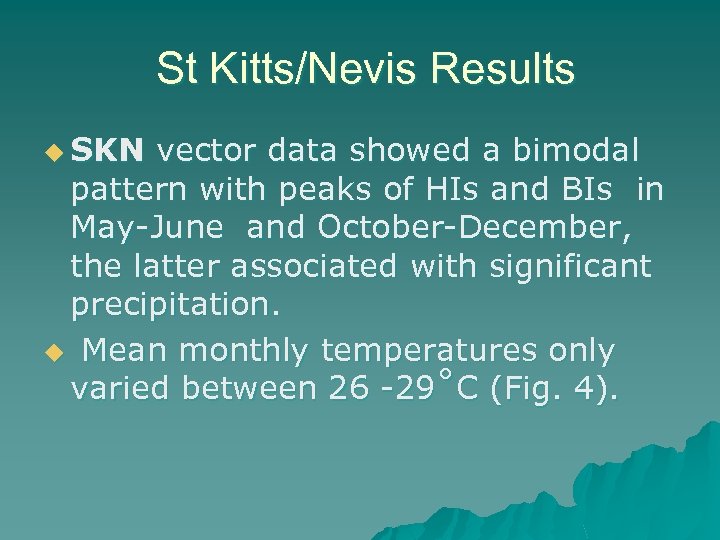 St Kitts/Nevis Results u SKN vector data showed a bimodal pattern with peaks of