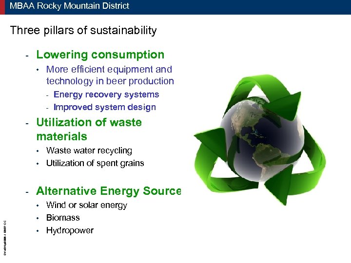 MBAA Rocky Mountain District Three pillars of sustainability - Lowering consumption • More efficient