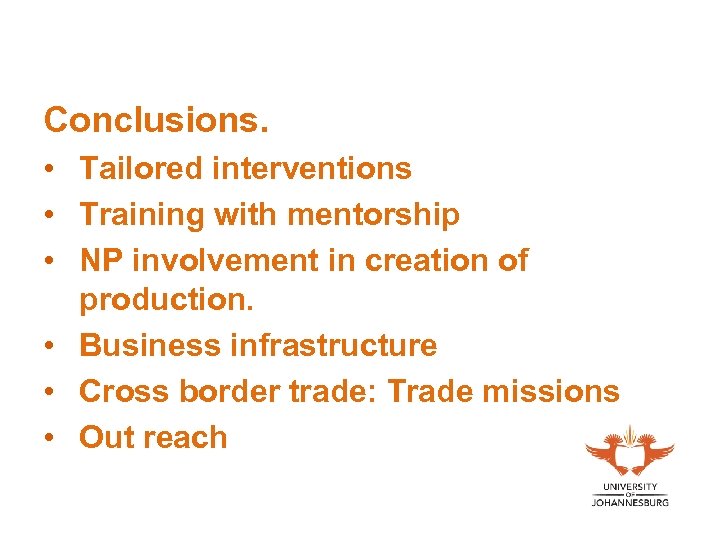 Conclusions. • Tailored interventions • Training with mentorship • NP involvement in creation of