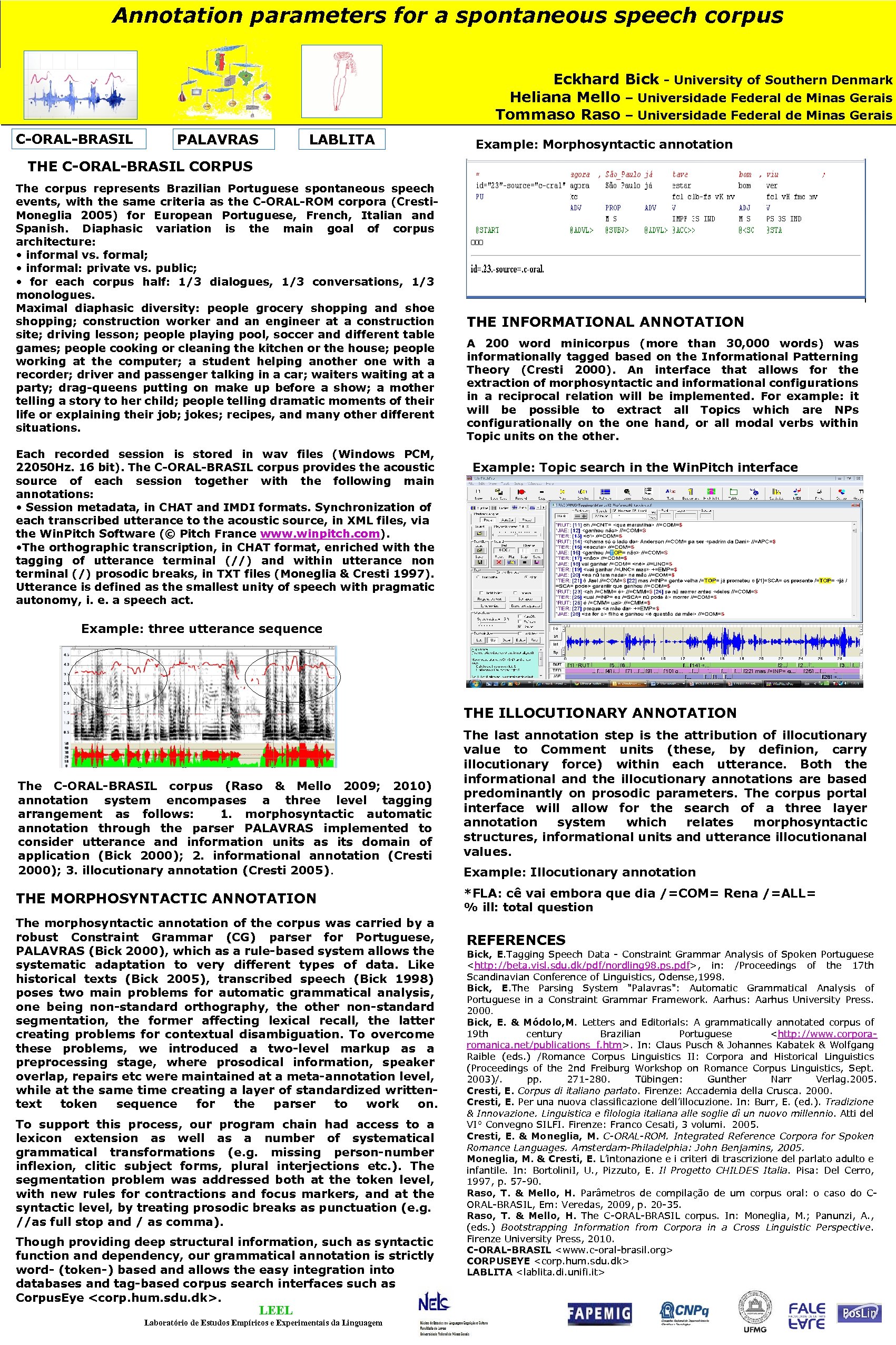 Annotation parameters for a spontaneous speech corpus Eckhard Bick - University of Southern Denmark