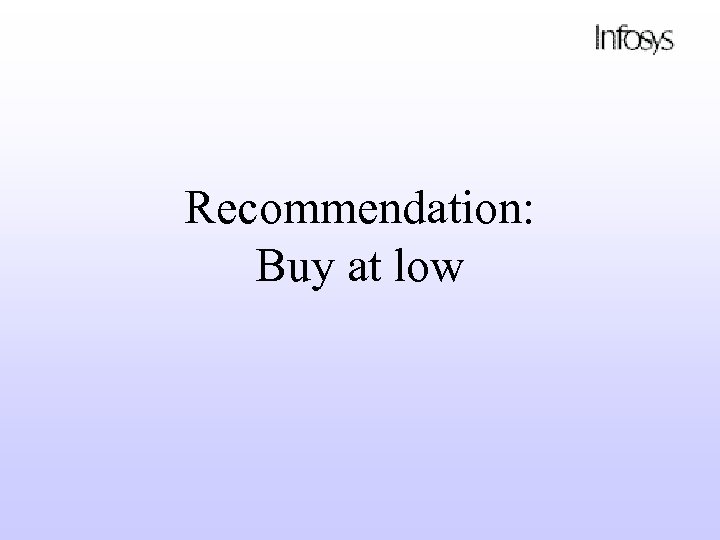 Recommendation: Buy at low 