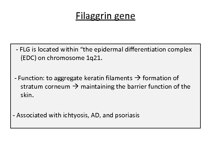 Filaggrin gene - FLG is located within “the epidermal differentiation complex (EDC) on chromosome