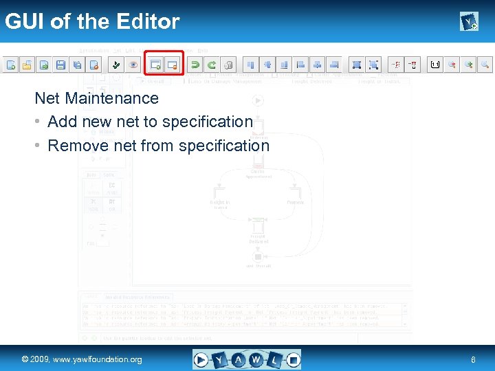 GUI of the Editor Net Maintenance • Add new net to specification • Remove
