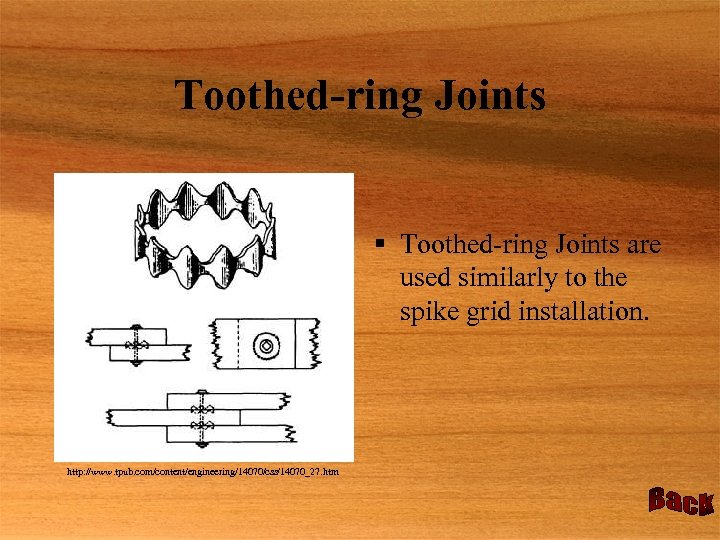 Toothed-ring Joints § Toothed-ring Joints are used similarly to the spike grid installation. http: