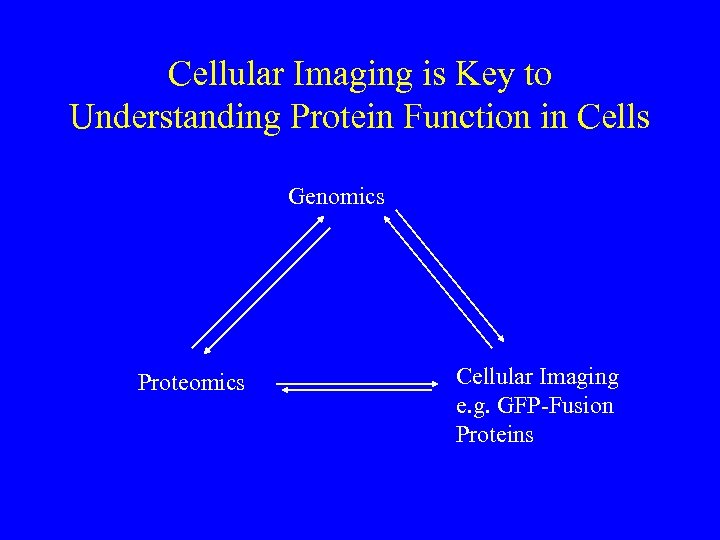 Cellular Imaging is Key to Understanding Protein Function in Cells Genomics Proteomics Cellular Imaging