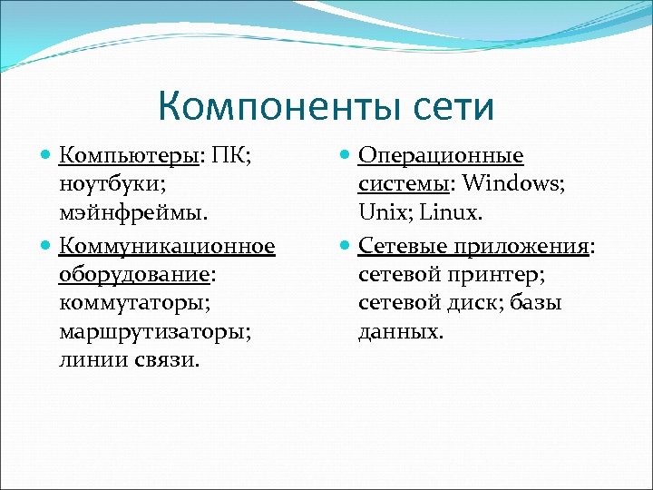 Сети компоненты сети презентация