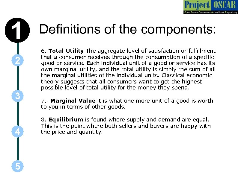 1 2 3 4 5 Definitions of the components: 6. Total Utility The aggregate
