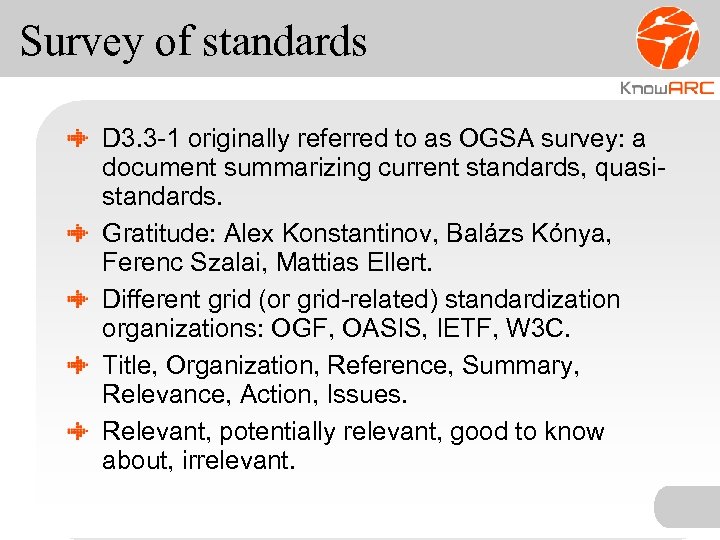Survey of standards D 3. 3 -1 originally referred to as OGSA survey: a