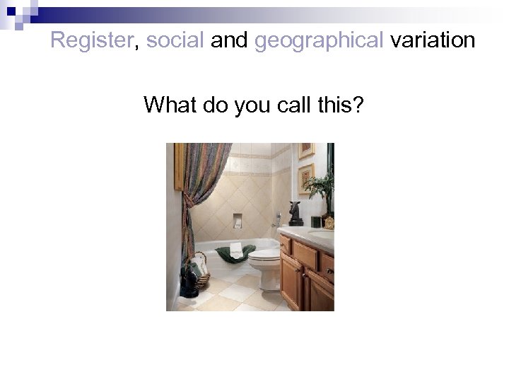 Register, social and geographical variation What do you call this? 