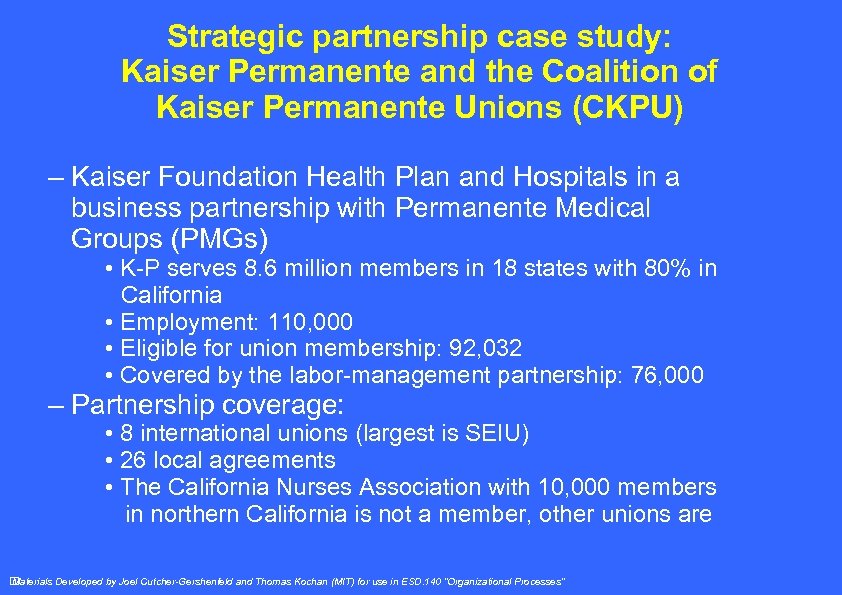 Strategic partnership case study: Kaiser Permanente and the Coalition of Kaiser Permanente Unions (CKPU)