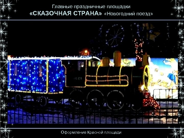 Главные праздничные площадки «СКАЗОЧНАЯ СТРАНА» «Новогодний поезд» Оформление Красной площади 