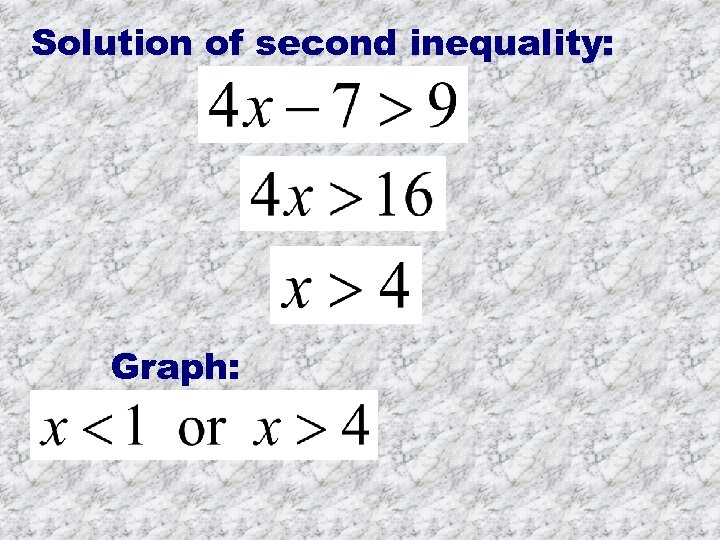 Solution of second inequality: Graph: 