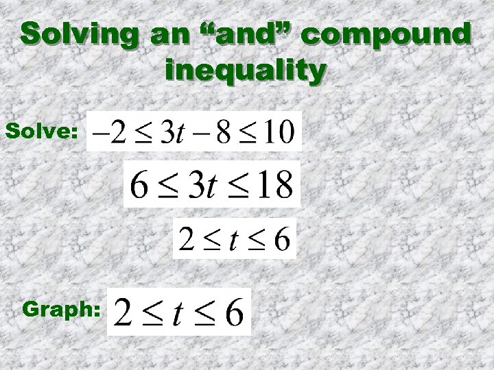 Solving an “and” compound inequality Solve: Graph: 