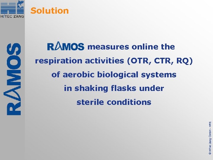 Solution measures online the respiration activities (OTR, CTR, RQ) of aerobic biological systems in
