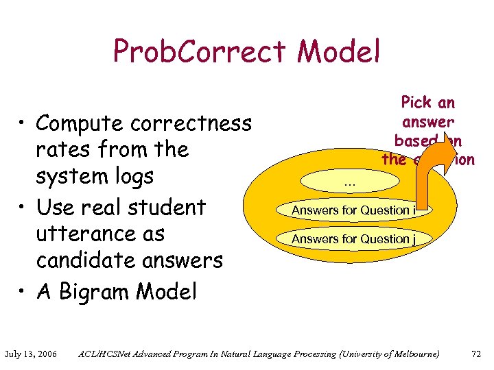 Prob. Correct Model • Compute correctness rates from the system logs • Use real