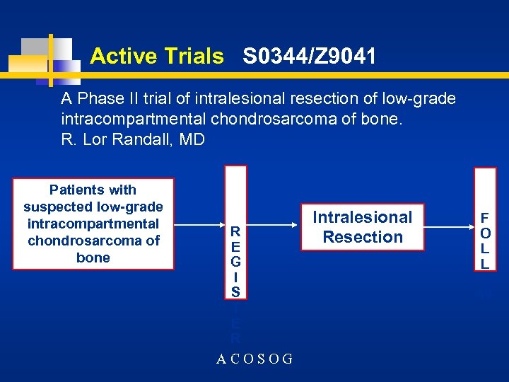 Active Trials S 0344/Z 9041 A Phase II trial of intralesional resection of low-grade